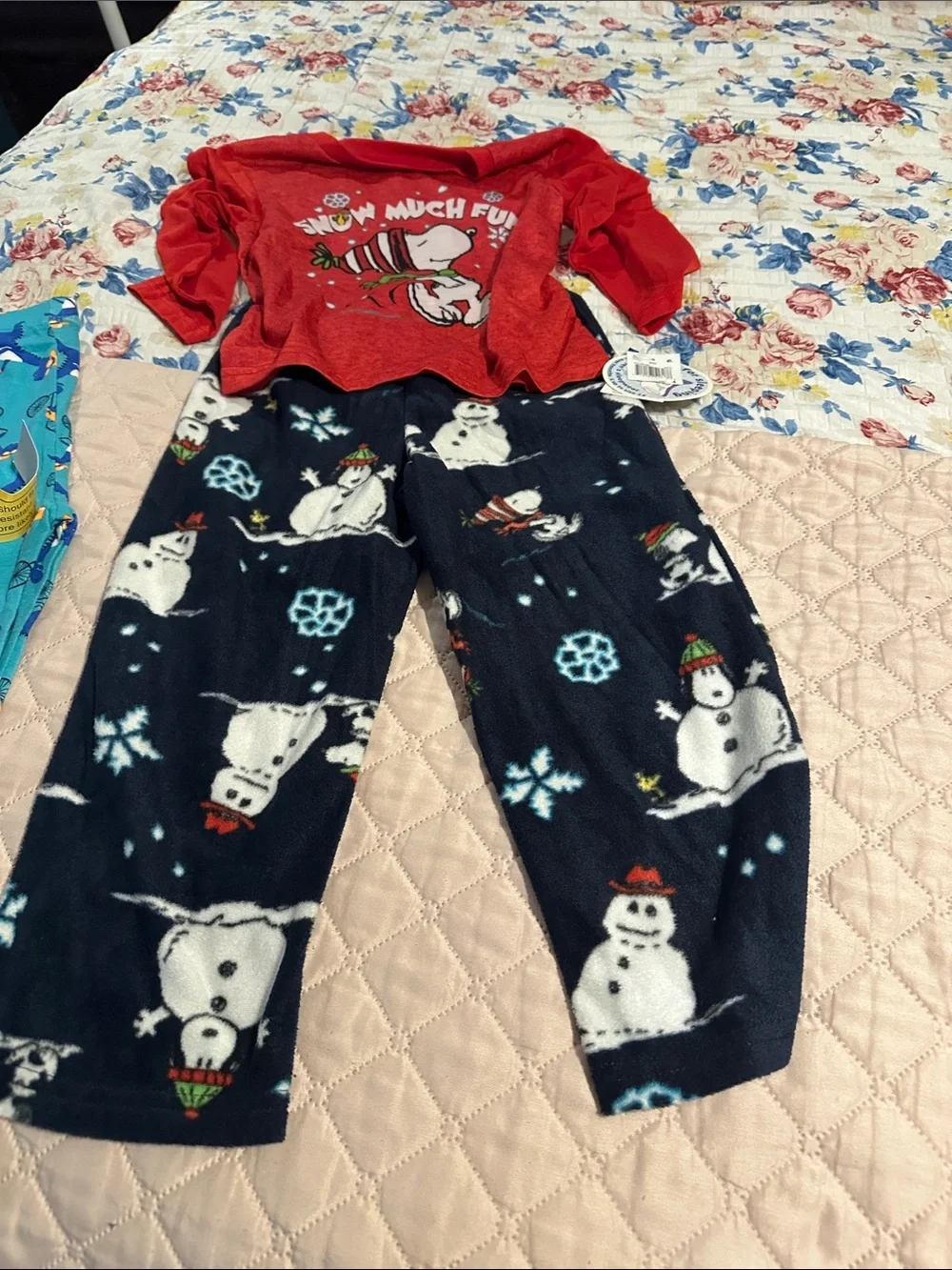 Kids Pajama Set Lot of 3 in Teal, Red, Navy.